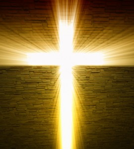 fine image of Christian cross of light background